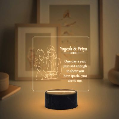 Personalized Couple night lamp with Warm White Color Customized with Name Gift for Loveable Person